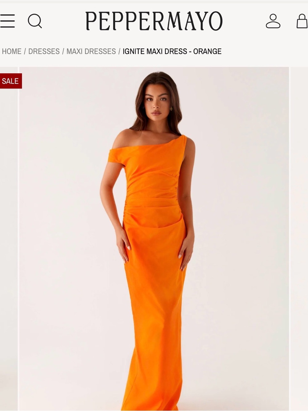 Peppermayo Ignite One-Shoulder Orange Gown